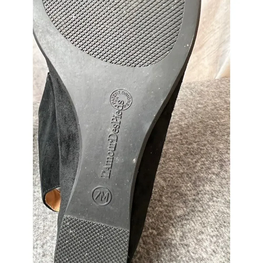 L'Amour Des Pieds Amadour Peep Toe Wedge shoe black suede sandal leather 7 comfy
